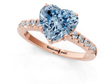 Rose gold Fancy Blue Heart Cut Solitaire Diamond Engagement Ring with Pavé Band and Six-Prong Setting_13