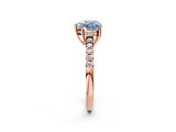 Rose gold Fancy Blue Heart Cut Solitaire Diamond Engagement Ring with Pavé Band and Six-Prong Setting_14