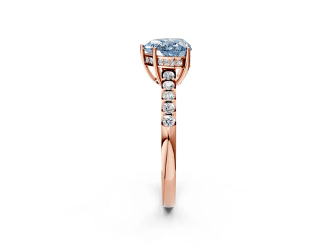 Rose gold Fancy Blue Heart Cut Solitaire Diamond Engagement Ring with Pavé Band and Six-Prong Setting_14