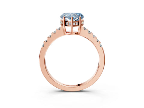 Rose gold Fancy Blue Heart Cut Solitaire Diamond Engagement Ring with Pavé Band and Six-Prong Setting_15