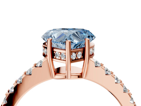 Rose gold Fancy Blue Heart Cut Solitaire Diamond Engagement Ring with Pavé Band and Six-Prong Setting_16