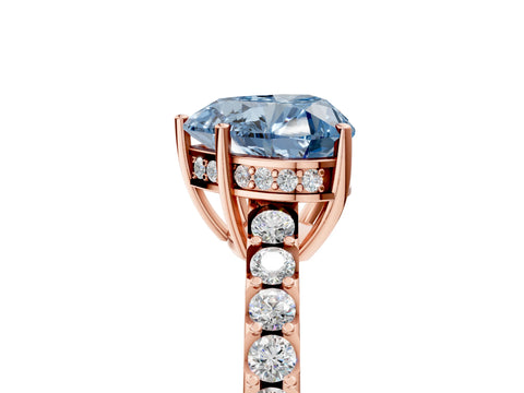Rose gold Fancy Blue Heart Cut Solitaire Diamond Engagement Ring with Pavé Band and Six-Prong Setting_17