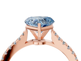 Rose gold Fancy Blue Heart  Cut Solitaire Diamond Engagement Ring with Pave Band and Four-Prong Setting_151