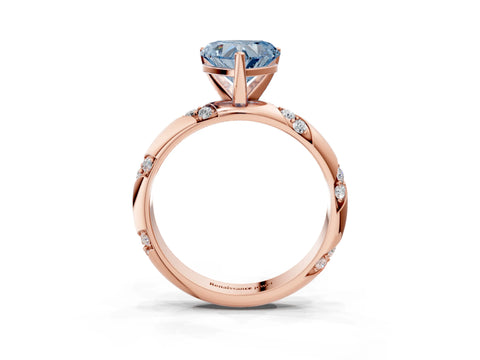 Rose gold Fancy Blue Heart Cut Solitaire Diamond Engagement Ring with Twisted Pave Band and Four-Prong Setting_6