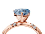 Rose gold Fancy Blue Heart Cut Solitaire Diamond Engagement Ring with Twisted Pave Band and Four-Prong Setting_7