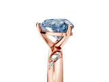 Rose gold Fancy Blue Heart Cut Solitaire Diamond Engagement Ring with Twisted Pave Band and Four-Prong Setting_8