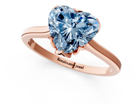 Rose gold Fancy Blue Heart  Cut Solitaire Diamond Ring with Flower-Prong Setting and Classic Band_41