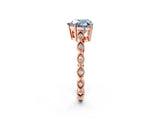 Rose gold Fancy Blue Heart Cut Solitaire Diamond Ring with Infinity Twist Band and Four-Prong Setting_2