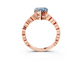 Rose gold Fancy Blue Heart Cut Solitaire Diamond Ring with Infinity Twist Band and Four-Prong Setting_3