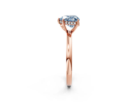 Rose gold Fancy Blue Heart Cut Solitaire Diamond Ring with Prong Setting and Plain Band_2