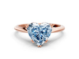 Rose gold Fancy Blue Heart Cut Solitaire Diamond Ring with Six-Prong Setting and Classic Band_12