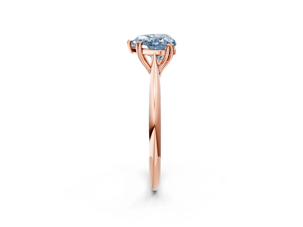 Rose gold Fancy Blue Heart Cut Solitaire Diamond Ring with Six-Prong Setting and Classic Band