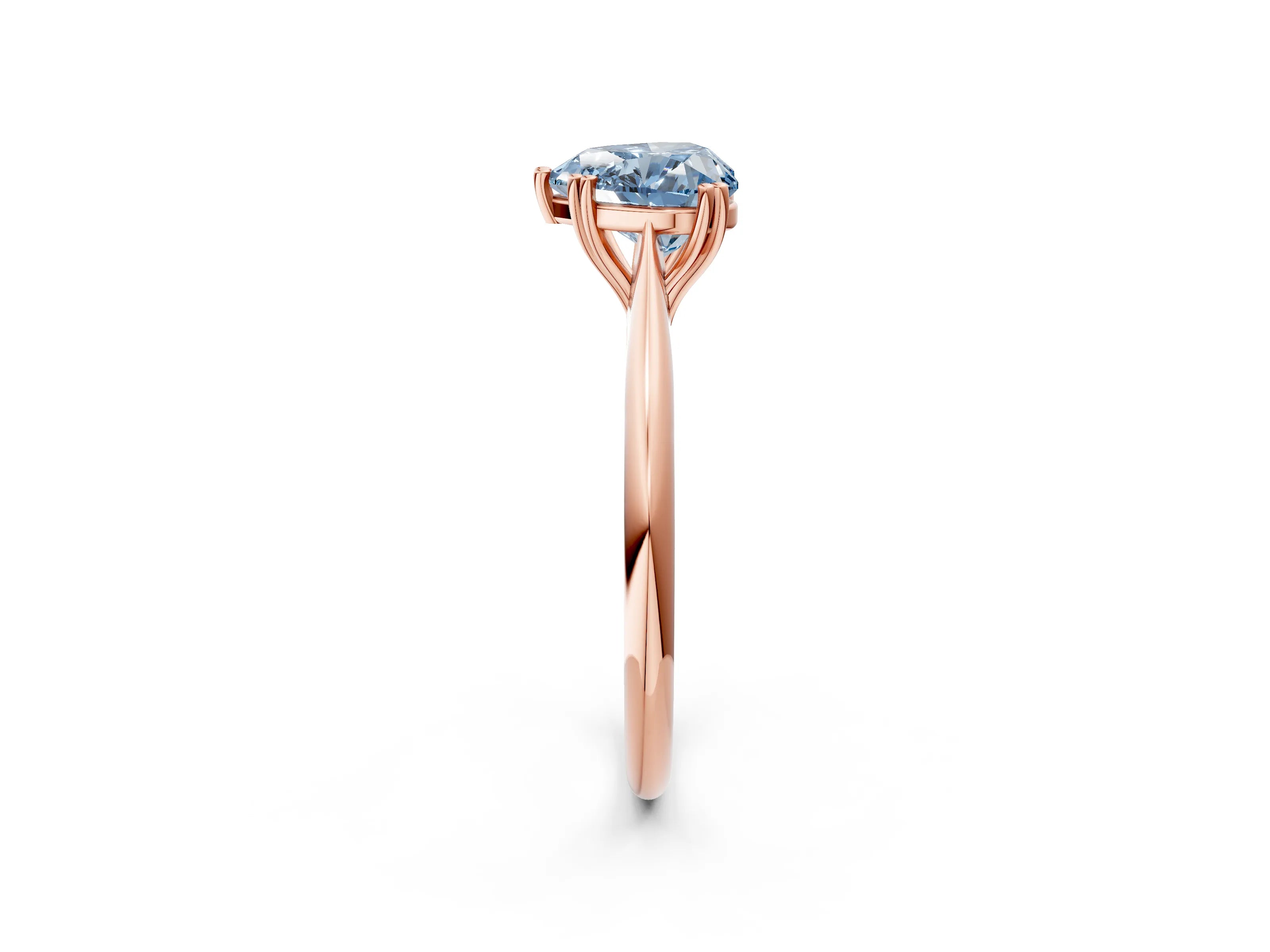 Rose gold Fancy Blue Heart Cut Solitaire Diamond Ring with Six-Prong Setting and Classic Band_2