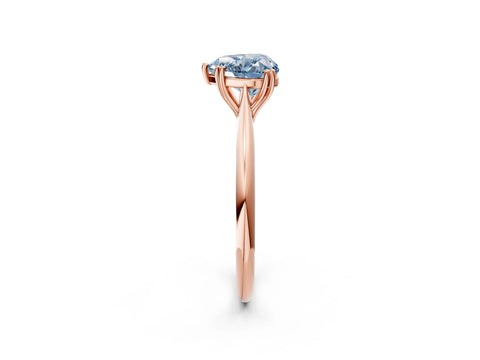 Rose gold Fancy Blue Heart Cut Solitaire Diamond Ring with Six-Prong Setting and Classic Band_2