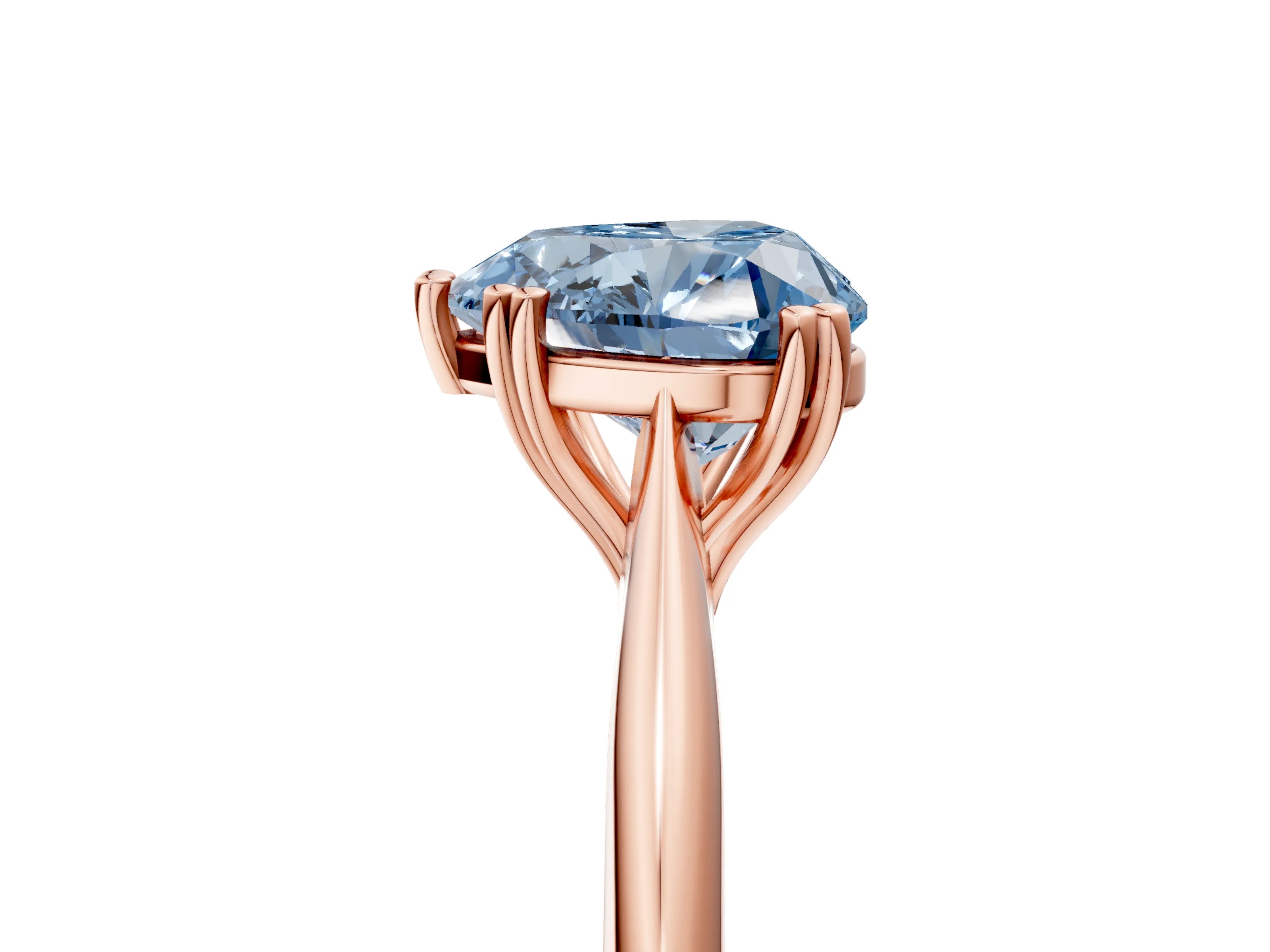 Rose gold Fancy Blue Heart Cut Solitaire Diamond Ring with Six-Prong Setting and Classic Band_5