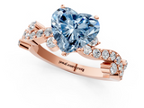 Rose gold Fancy Blue Heart  Cut Solitaire Diamond Twisted Band with Pave Setting_46