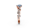 Rose gold Fancy Blue Heart  Cut Solitaire Diamond Twisted Band with Pave Setting_47