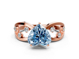 Rose gold Fancy Blue Heart  Cut Solitaire Diamond with Side Stones on Criss-Cross Band and Four-Prong Setting_3