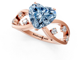 Rose gold Fancy Blue Heart  Cut Solitaire Diamond with Side Stones on Criss-Cross Band and Four-Prong Setting_4