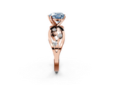 Rose gold Fancy Blue Heart  Cut Solitaire Diamond with Side Stones on Criss-Cross Band and Four-Prong Setting_5
