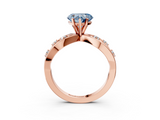 Rose gold Fancy Blue Heart  Cut Solitaire Diamond with Side Stones on Criss-Cross Band and Four-Prong Setting_6