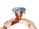 Rose gold Fancy Blue Heart  Cut Solitaire Diamond with Side Stones on Criss-Cross Band and Four-Prong Setting_7
