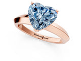 Rose gold Fancy Blue Heart  Cut Solitaire Engagement Ring with Flat Band and Four-Prong Setting 1