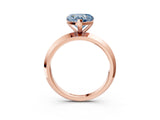Rose gold Fancy Blue Heart  Cut Solitaire Engagement Ring with Flat Band and Four-Prong Setting 3
