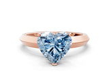 Rose gold Fancy Blue Heart  Cut Solitaire Engagement Ring with Flat Band and Four-Prong Setting
