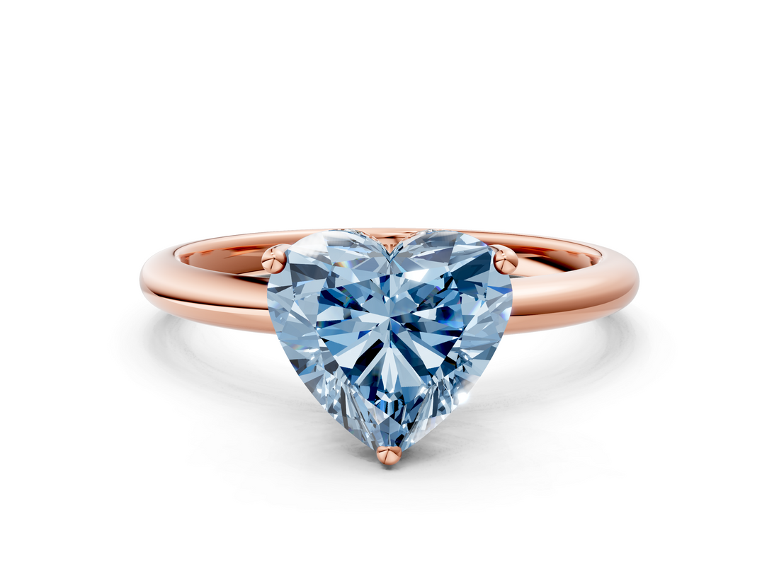 Rose gold Fancy Blue Heart  Cut Solitaire Engagement Ring with Four-Prong Setting and Classic Band_20