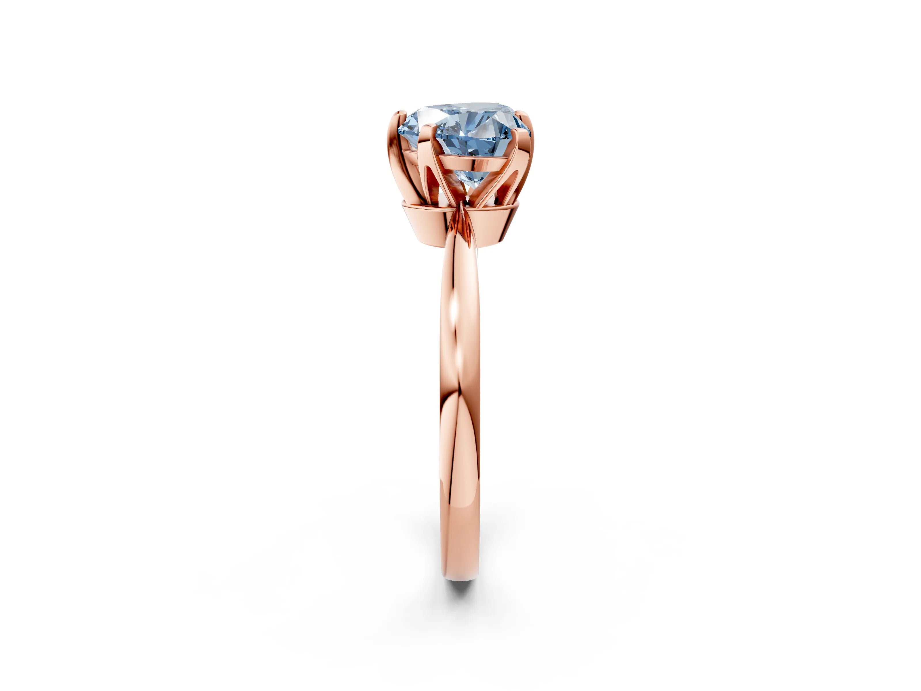 Rose gold Fancy Blue Heart Cut Solitaire Engagement Ring with Six-Prong Setting and Tapered Band_2