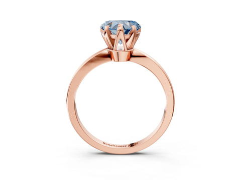 Rose gold Fancy Blue Heart Cut Solitaire Engagement Ring with Six-Prong Setting and Tapered Band_3