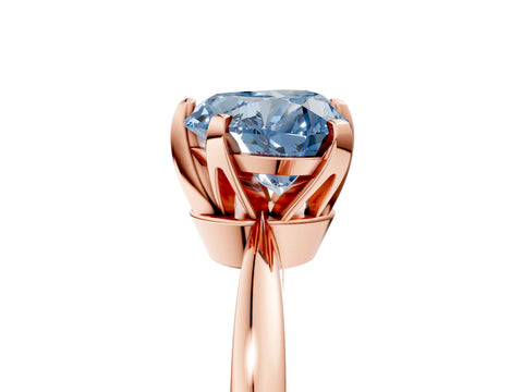 Rose gold Fancy Blue Heart Cut Solitaire Engagement Ring with Six-Prong Setting and Tapered Band_5