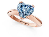 Rose gold Fancy Blue Heart  Cut Solitaire Engagement Ring with Tapered Band and Four-Prong Setting 1