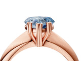 Rose gold Fancy Blue Heart  Cut Solitaire Engagement Ring with Tapered Band and Four-Prong Setting 4