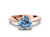 Rose gold Fancy Blue Heart  Cut Solitaire Engagement Ring with Tapered Band and Four-Prong Setting