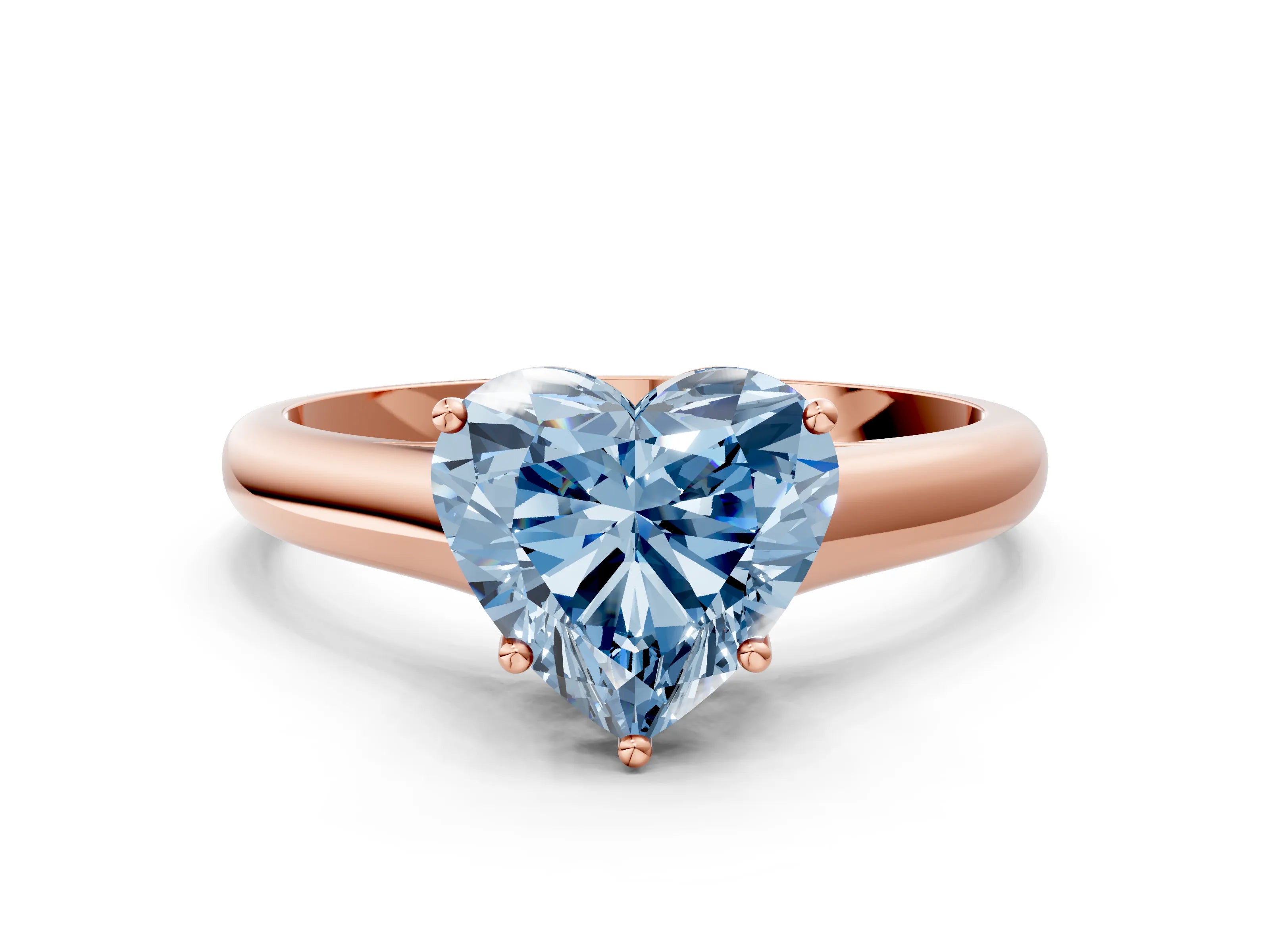 Rose gold Fancy Blue Heart Cut Solitaire Engagement Ring with Tapered Band and Four-Prong Setting_3