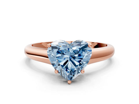 Rose gold Fancy Blue Heart Cut Solitaire Engagement Ring with Tapered Band and Four-Prong Setting_3