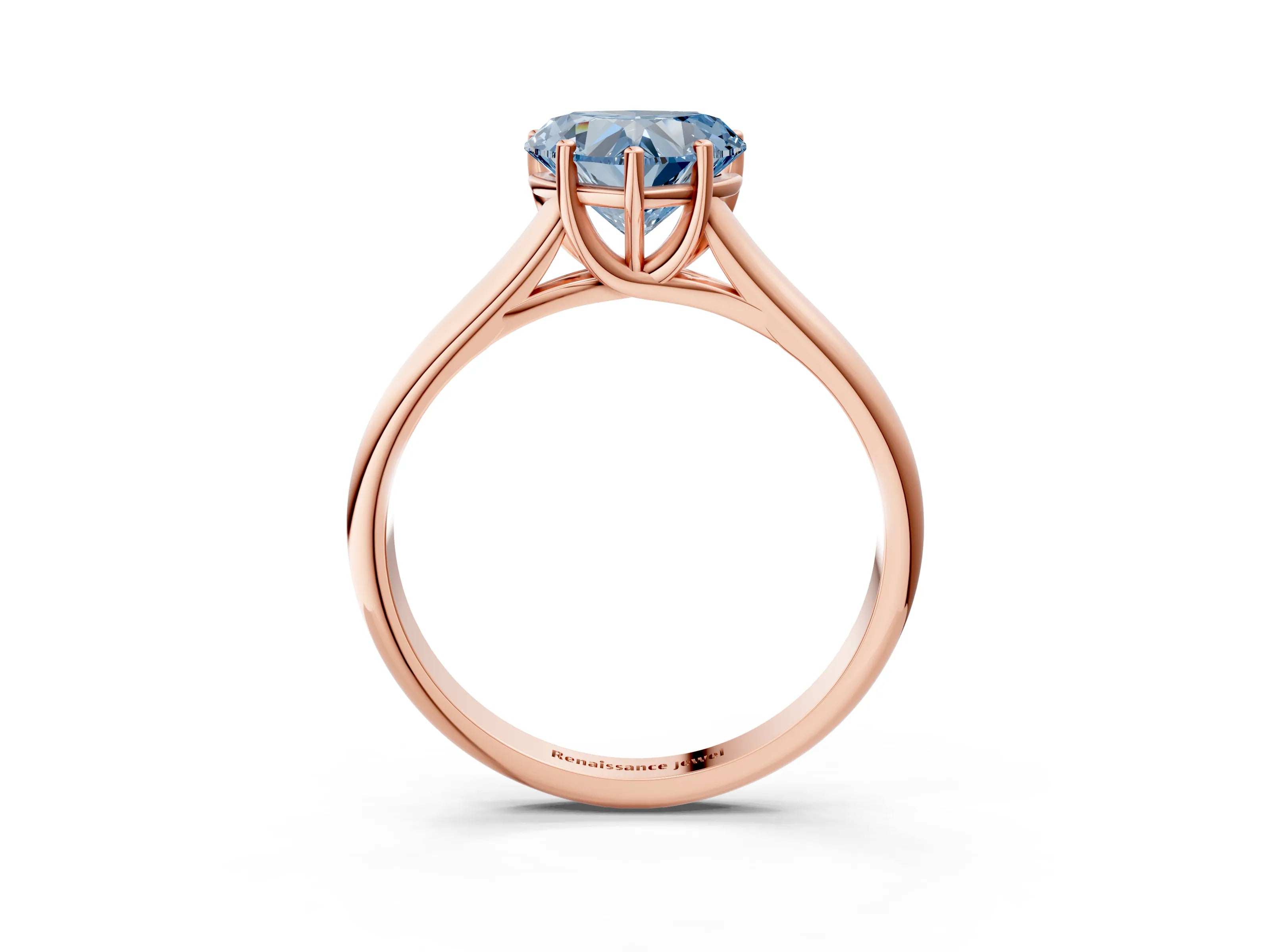 Rose gold Fancy Blue Heart Cut Solitaire Engagement Ring with Tapered Band and Four-Prong Setting_6