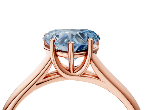 Rose gold Fancy Blue Heart Cut Solitaire Engagement Ring with Tapered Band and Four-Prong Setting_7