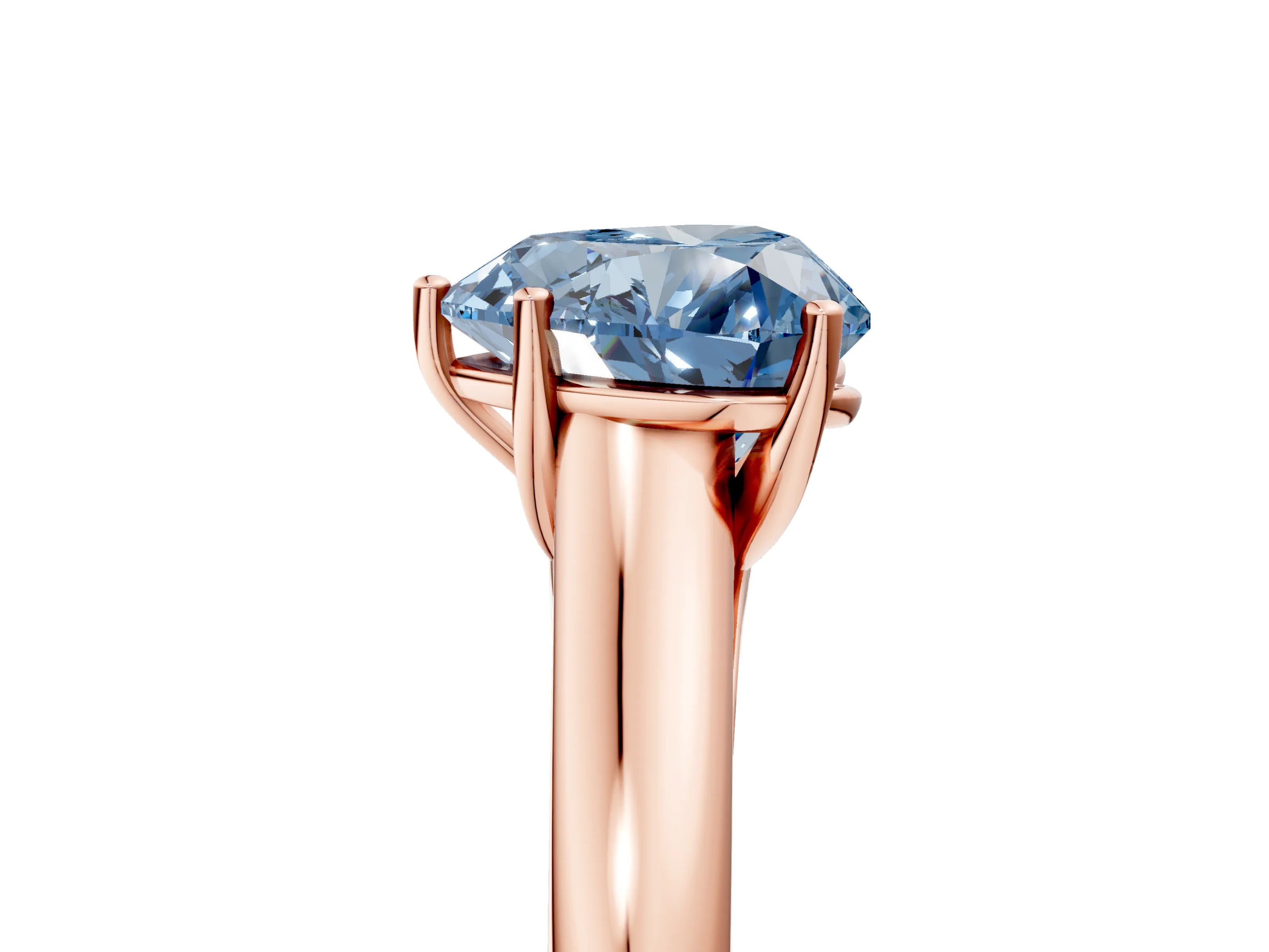 Rose gold Fancy Blue Heart Cut Solitaire Engagement Ring with Tapered Band and Four-Prong Setting_8