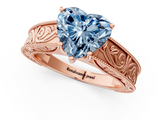 Rose gold Fancy Blue Heart  Cut Solitaire Engraved Band with Four-Prong Setting_63