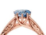 Rose gold Fancy Blue Heart  Cut Solitaire Engraved Band with Four-Prong Setting_66