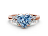 Rose gold Fancy Blue Heart  Cut Solitaire Floral Diamond Ring with Four-Prong Setting_36