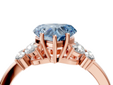 Rose gold Fancy Blue Heart  Cut Solitaire Floral Diamond Ring with Four-Prong Setting_40