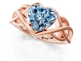 Rose gold Fancy Blue Heart Cut Solitaire Intertwined Band Prong Setting Ring_1