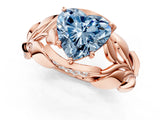 Rose gold Fancy Blue Heart Cut Solitaire Leaf-Inspired Engagement Ring with Prong Setting_13