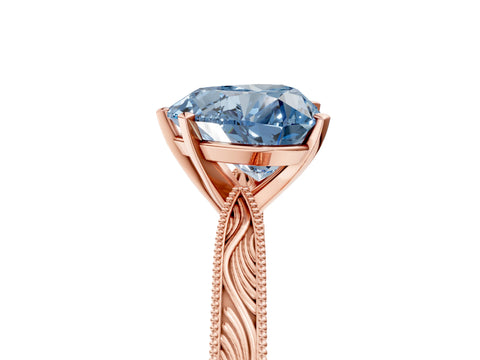 Rose gold Fancy Blue Heart Cut Solitaire Milgrain Engraved Band with Four-Prong Setting_5
