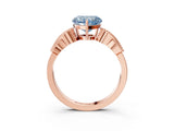 Rose gold Fancy Blue Heart Cut Solitaire Milgrain Leaf Band with Prong Setting_3