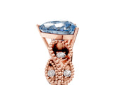 Rose gold Fancy Blue Heart Cut Solitaire Milgrain Leaf Band with Prong Setting_5